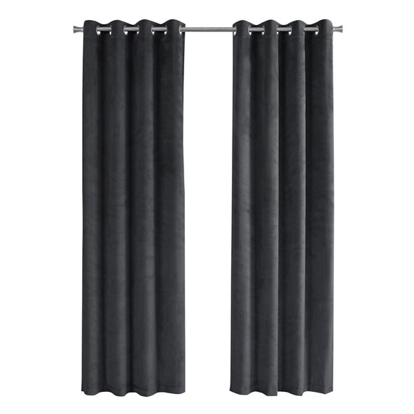 Monarch Specialties Grey Polyester 84-in Room Darkening Interlined Curtain Panel Pair