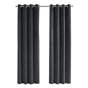 Panneau de rideau double assombrissant à doublure entrelacée par Monarch Specialties en polyester gris de 84 po