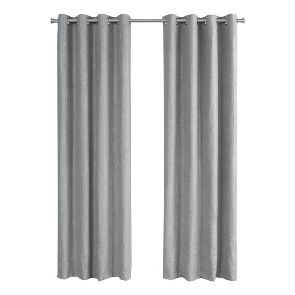 Monarch Specialties 84-in Silver Polyester Room Darkening Interlined Curtain Panel Pair