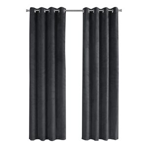 Monarch Specialties Grey Polyester 95-in Room Darkening Interlined Curtain Panel Pair