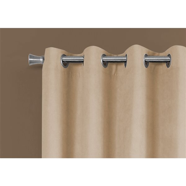 Monarch Specialties 95-in Beige Polyester Room Darkening Interlined Curtain Panel Pair