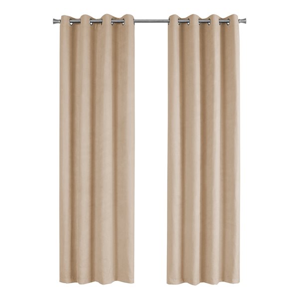 Monarch Specialties 95-in Beige Polyester Room Darkening Interlined Curtain Panel Pair