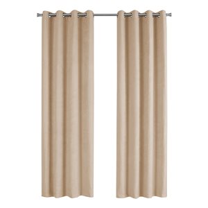 Monarch Specialties 95-in Beige Polyester Room Darkening Interlined Curtain Panel Pair