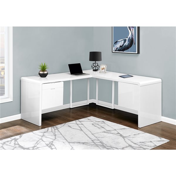 Monarch Specialties 72-in White Modern/Contemporary L-Shaped Desk