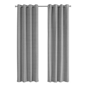 Monarch Specialties 95-in Grey Polyester Blackout Thermal Lined Curtain Panel Pair