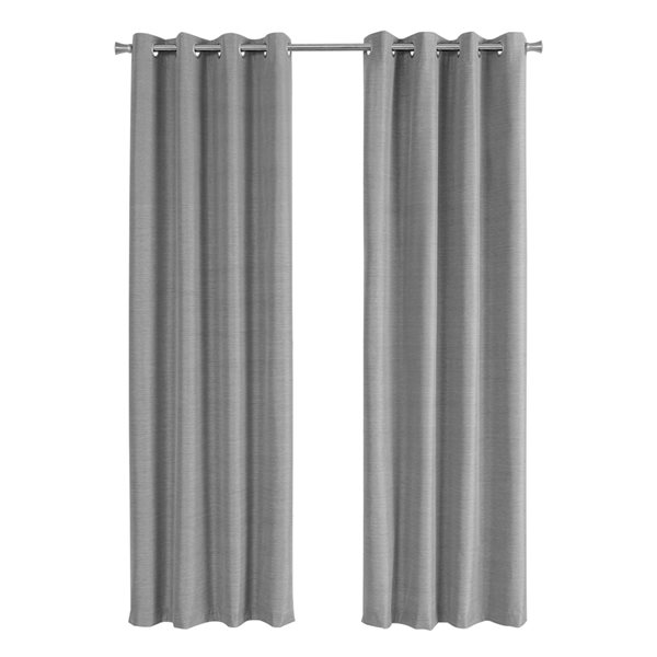 Panneau de rideau double occultant à isolation thermique par Monarch Specialties de 95 po en polyester gris