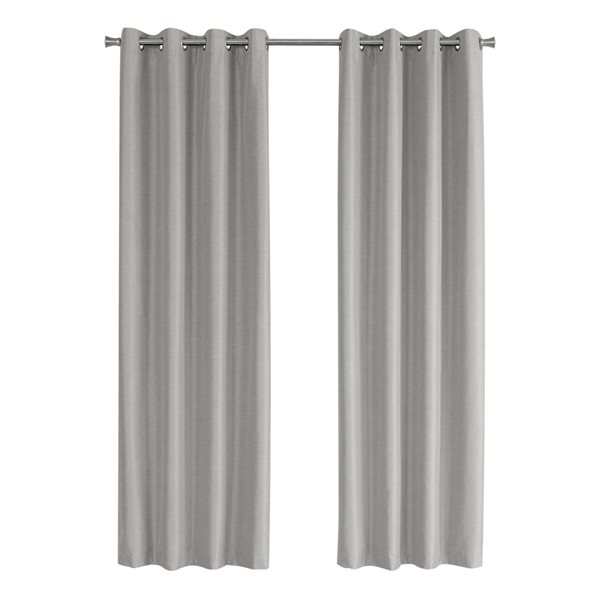 Monarch Specialties 95-in Silver Polyester Blackout Thermal Lined Curtain Panel Pair