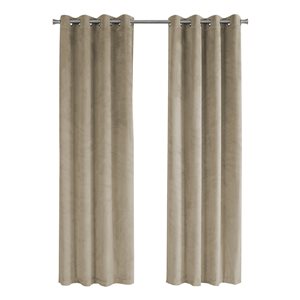Panneau de rideau double assombrissant à doublure entrelacée par Monarch Specialties en polyester beige de 84 po