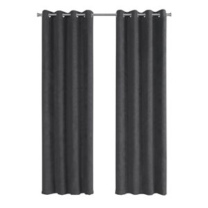 Monarch Specialties 95-in Grey Polyester Room Darkening Interlined Curtain Panel Pair