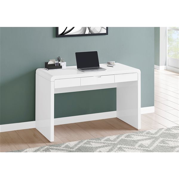 Monarch Specialties 47.25-in White Modern/Contemporary Computer Desk