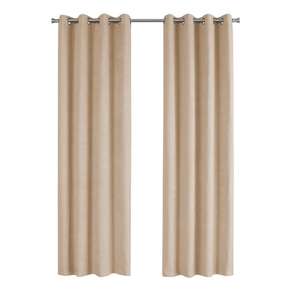 Panneau de rideau double assombrissant à doublure entrelacée par Monarch Specialties de 84 po en polyester beige