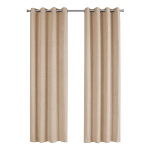 Panneau de rideau double assombrissant à doublure entrelacée par Monarch Specialties de 84 po en polyester beige