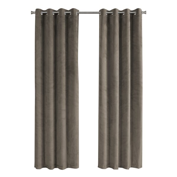 Panneau de rideau double assombrissant à doublure entrelacée par Monarch Specialties de 95 po en polyester taupe