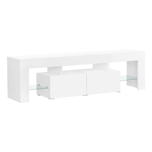 Monarch Specialties Glossy White TV Stand