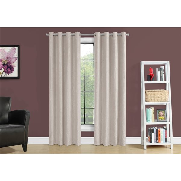 Monarch Specialties 95-in Ivory Polyester Room Darkening Interlined Curtain Panel Pair