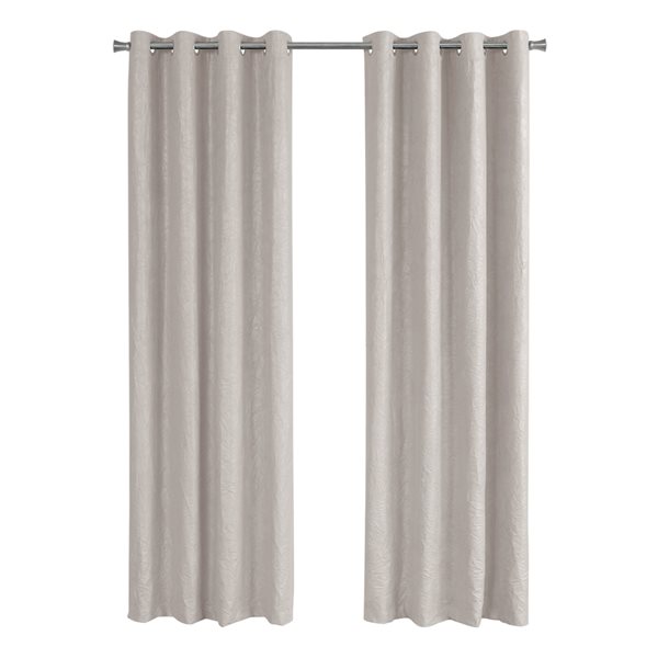 Monarch Specialties 95-in Ivory Polyester Room Darkening Interlined Curtain Panel Pair