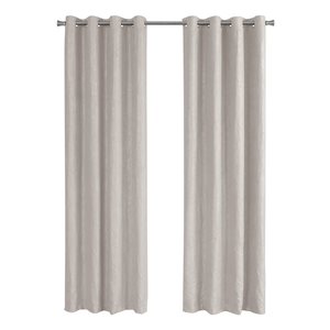 Monarch Specialties 95-in Ivory Polyester Room Darkening Interlined Curtain Panel Pair