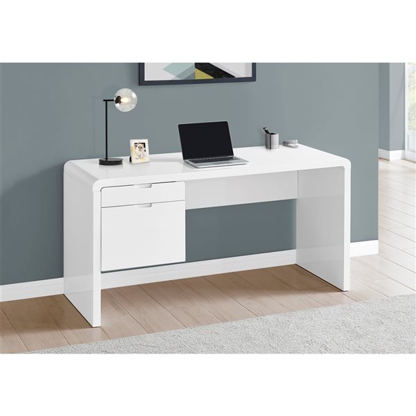 Monarch Specialties 60-in White Modern/Contemporary Computer Desk