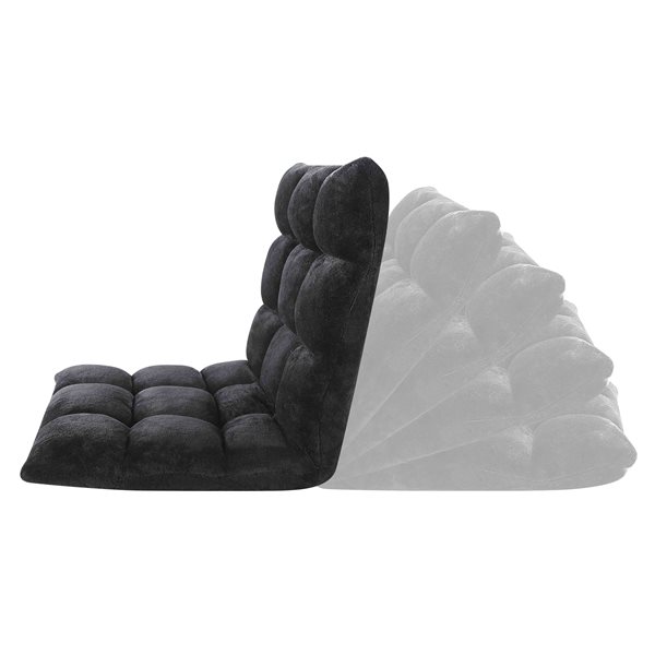 Velago Clam Modern Black Plush Floor Chair