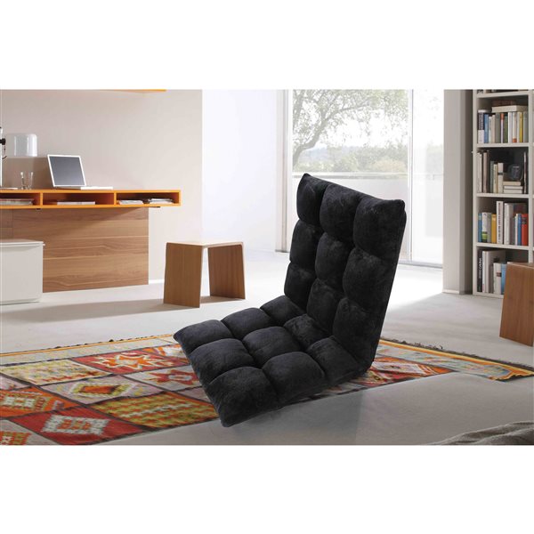 Velago Clam Modern Black Plush Floor Chair