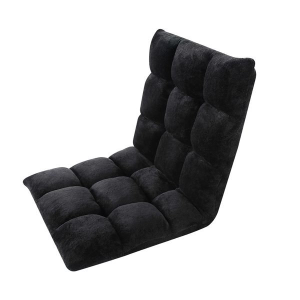 Velago Clam Modern Black Plush Floor Chair