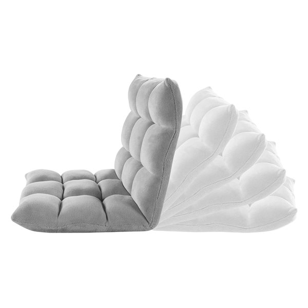 Velago Clam Modern Light Grey Plush Floor Chair