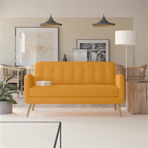 Handy Living Mcnab Mid-Century Mustard Yellow Polyester Sofa