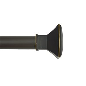 Versailles Home Fashions Imperial Noir 72-in to 144-in Black and Gold Steel Single Curtain Rod
