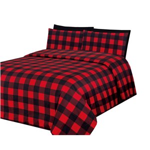 Marina Decoration Red and Black Polyester King Bed Sheets - 6-Piece