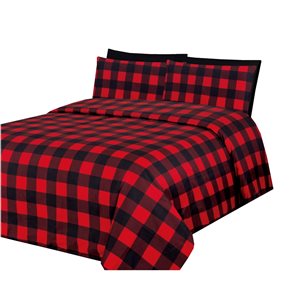 Marina Decoration Red and Black Polyester Twin Bed Sheets - 4-Piece