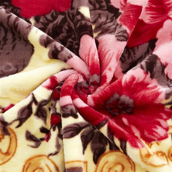 Marina Decoration Pink, Red, Cream, Ivory and Taupe 78-in x 86-in Reversible Polyester Blanket