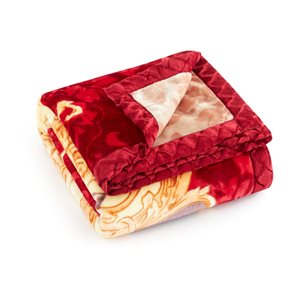 Marina Decoration Pink, Red, Cream, Ivory and Taupe 78-in x 86-in Reversible Polyester Blanket