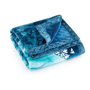 Marina Decoration Turquoise, Teal, Red and Cream 78-in x 86-in Reversible Polyester Blanket