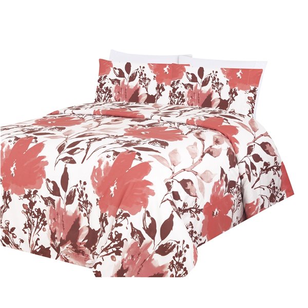 Marina Decoration Pink, Brown and White King Duvet Cover Set 3Piece