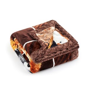 Marina Decoration Brown, Black, White and Grey 78-in x 86-in Reversible Polyester Blanket