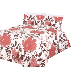 Marina Decoration Pink, Brown and White Queen Duvet Cover Set - 3-Piece