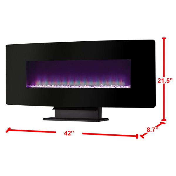 Muskoka 48-in Curved Front Wall Mount Electric Fireplace - Black Glass