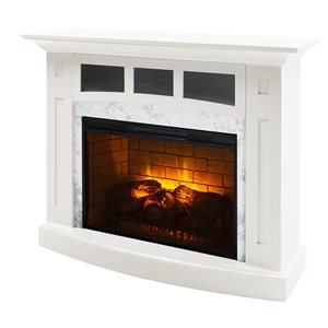 Pleasant Hearth Ryerson 52-in White with Marble Surround Infrared Electric Fireplace