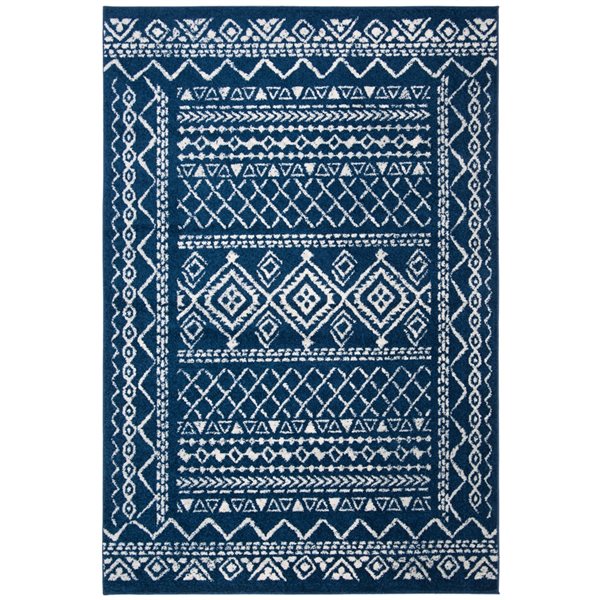 Safavieh Tulum Grady 5-ft x 8-ft Navy/Ivory Rectangular Indoor Abstract Bohemian/Eclectic Area Rug