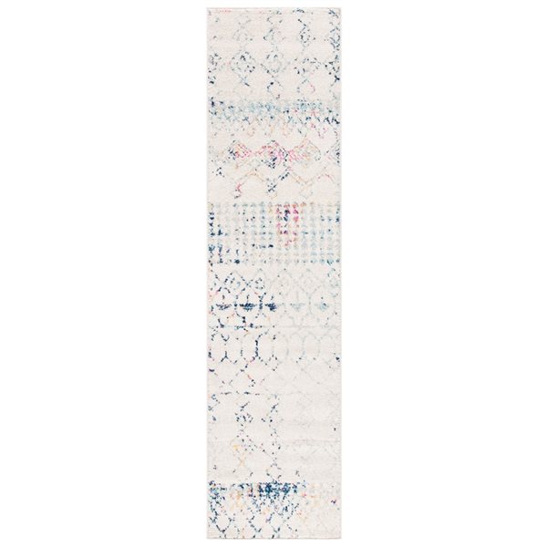 Safavieh Tulum Artesia 2-ft x 11-ft Ivory/Blue Rectangular Indoor Abstract Bohemian/Eclectic Runner