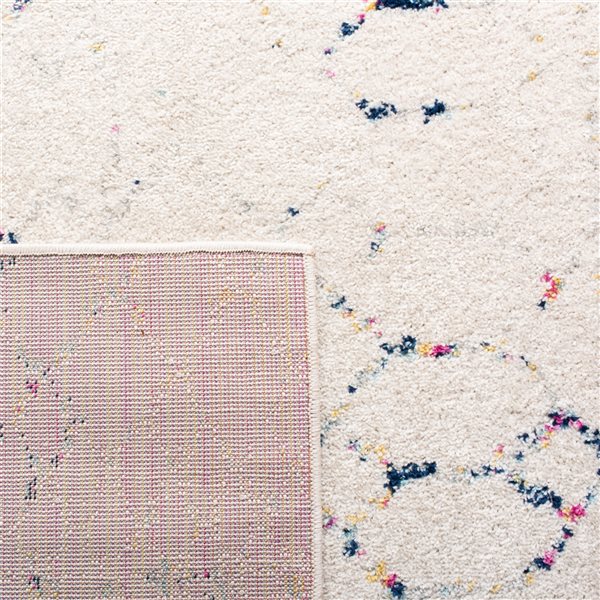 Safavieh Tulum Artesia 7-ft x 7-ft Ivory/Blue Round Indoor Abstract Bohemian/Eclectic Area Rug