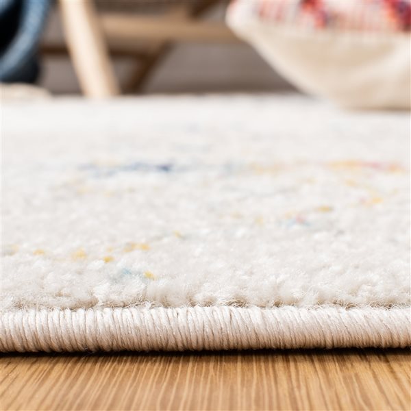 Safavieh Tulum Artesia 7-ft x 7-ft Ivory/Blue Round Indoor Abstract Bohemian/Eclectic Area Rug