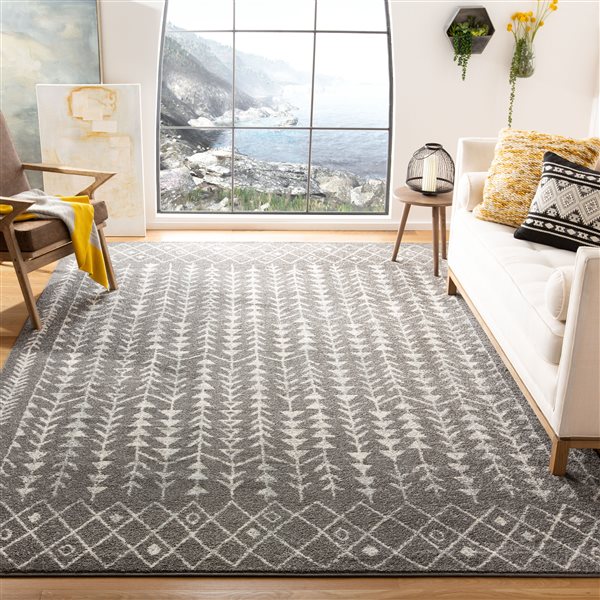 Safavieh Tulum Elida 8-ft x 10-ft Dark Grey/Ivory Rectangular Indoor Distressed/Overdyed Bohemian/Eclectic Area Rug