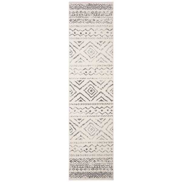 Safavieh Tulum Logan 2-ft x 13-ft Ivory/Grey Rectangular Indoor Distressed/Overdyed Bohemian/Eclectic Runner