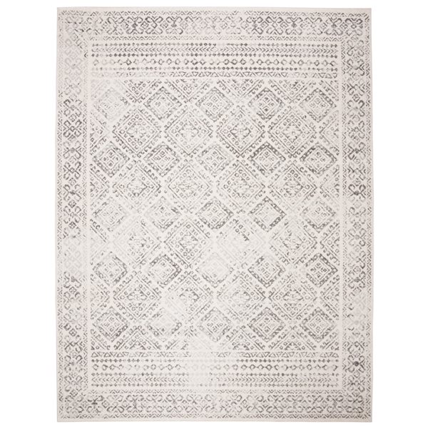 Tapis d'intérieur rectangulaire et délavé Tulum Virden par Safavieh de 8 pi x 10 pi de style bohème, ivoire et gris