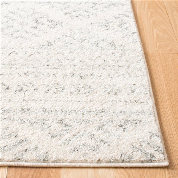 Tapis d'intérieur rectangulaire et abstrait Tulum Cibola par Safavieh de 12 pi x 18 pi de style bohème, ivoire et gris