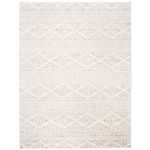 Tapis d'intérieur rectangulaire et abstrait Tulum Cibola par Safavieh de 12 pi x 18 pi de style bohème, ivoire et gris