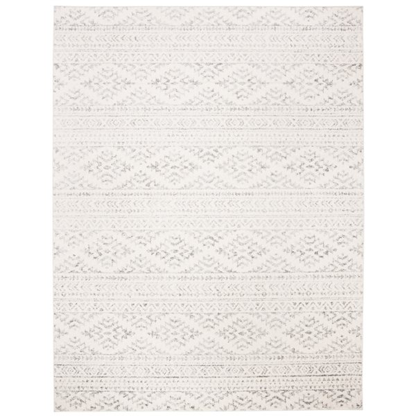 Tapis d'intérieur rectangulaire et délavé Tulum Cibola par Safavieh de 9 pi x 12 pi de style bohème, ivoire et gris