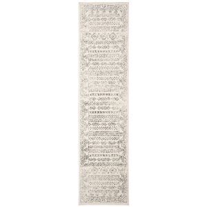 Tapis de passage d'intérieur rectangulaire et délavé Tulum Otero par Safavieh de 2 pi x 5 pi de style bohème, ivoire et gris