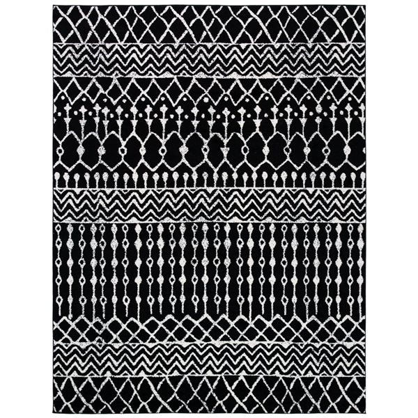 Safavieh Tulum Colfax 10-ft x 13-ft Black/Ivory Rectangular Indoor Abstract Bohemian/Eclectic Area Rug